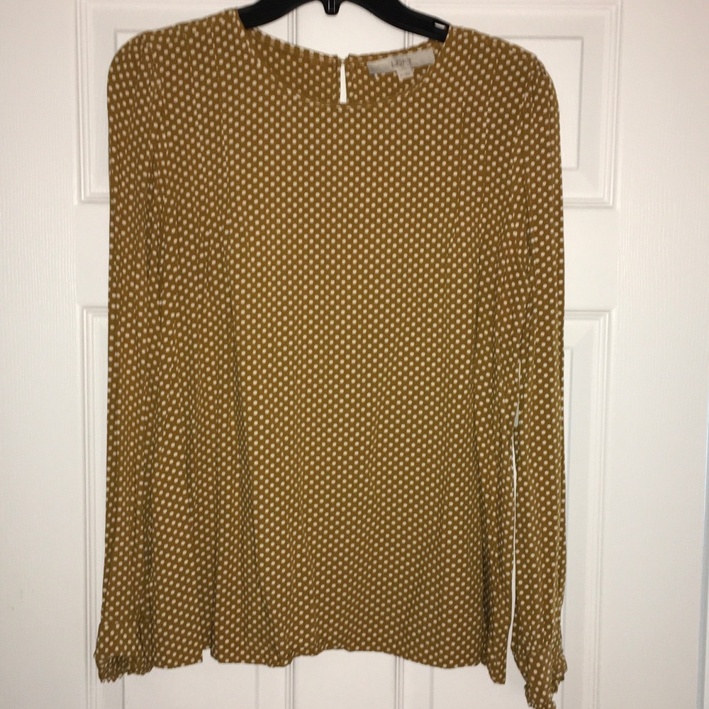 LOFT Mustard Polka Dot Blouse
